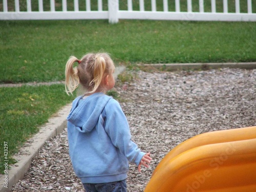 by the slide