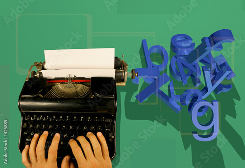 typewriter and 3d letters photo