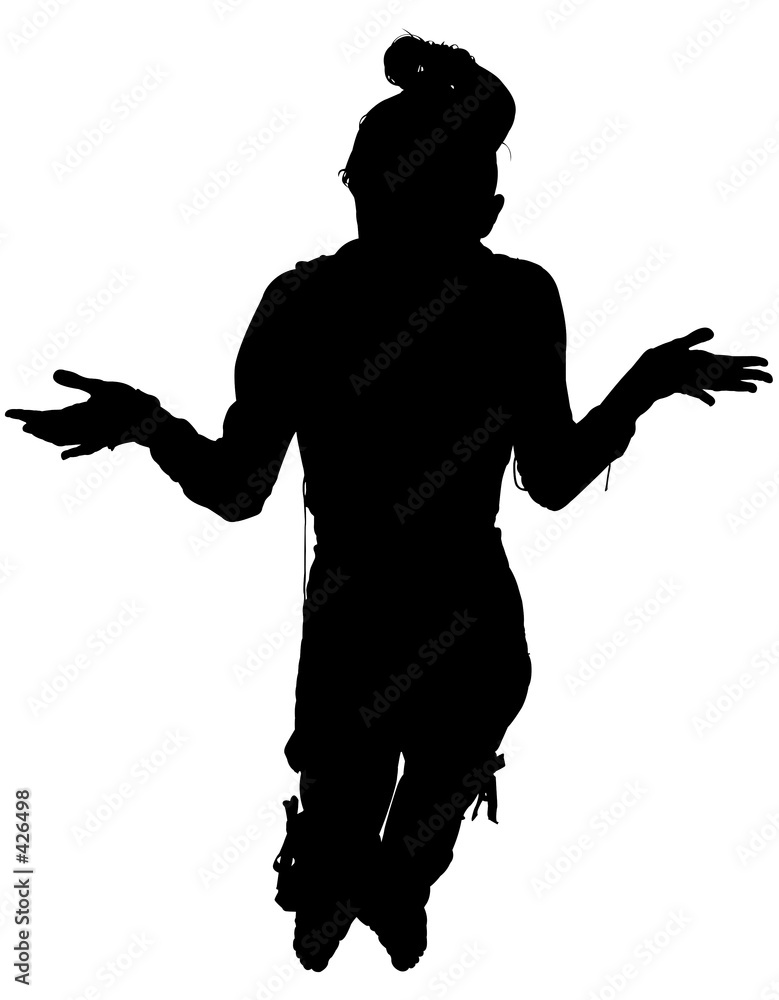 silhouette with clipping path of woman standing ar