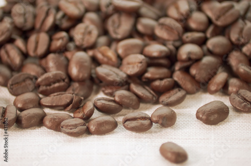 coffee beans on burlap cloth