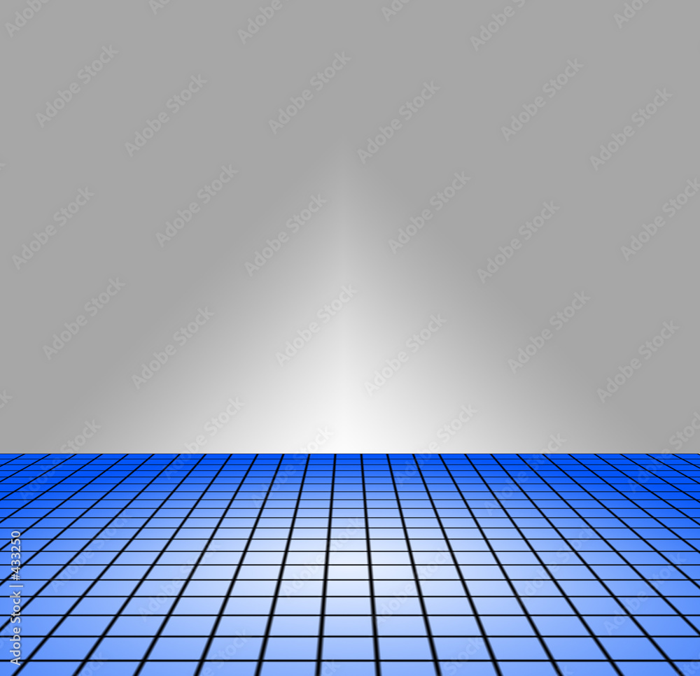 3d grid, blue with grey sky