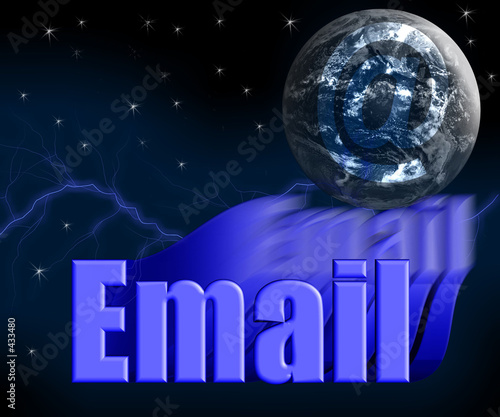 email 3d with earth globe and stars