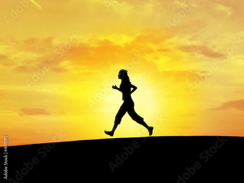 girl runing  silhouette 