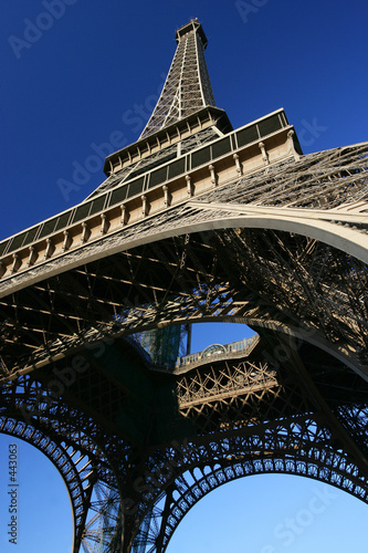 looking up at the eiffel tower. photo