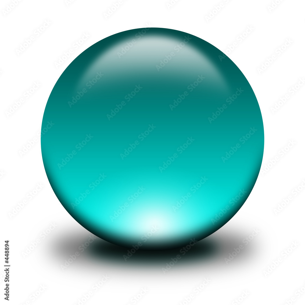 3d glass sphere cyan