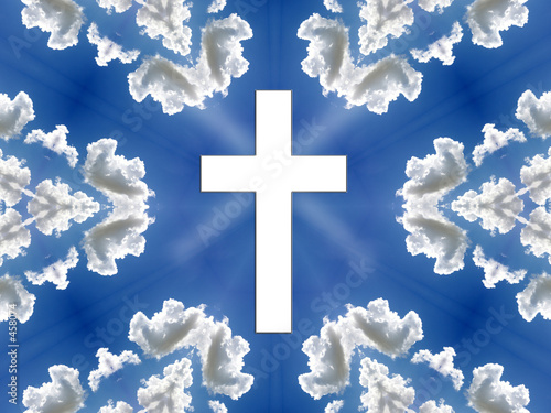 heaven - blue sky, clouds, cross