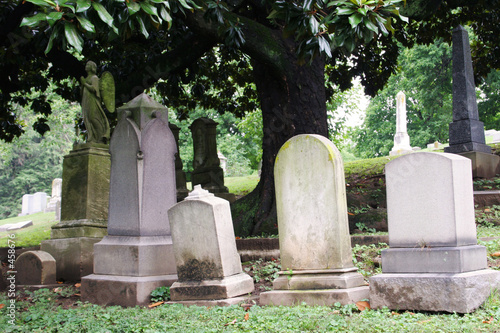 tombstones in cemetary