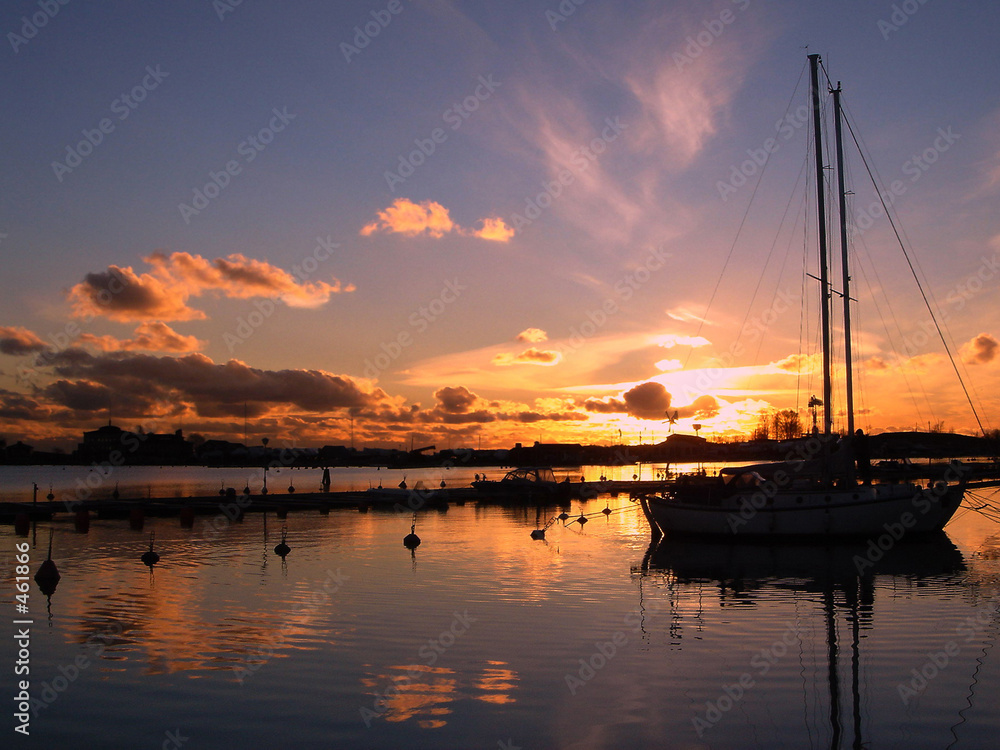 yachts on a sunset