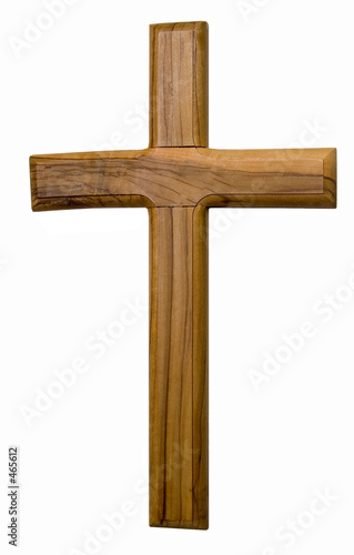 Print op canvas wooden cross on a white background