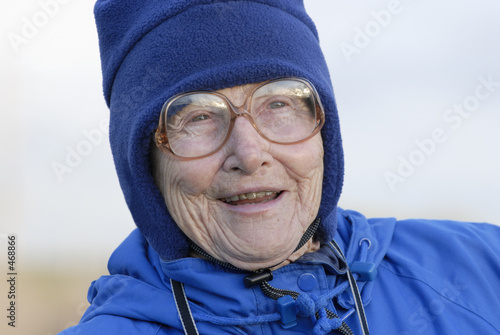 elderly woman laughing