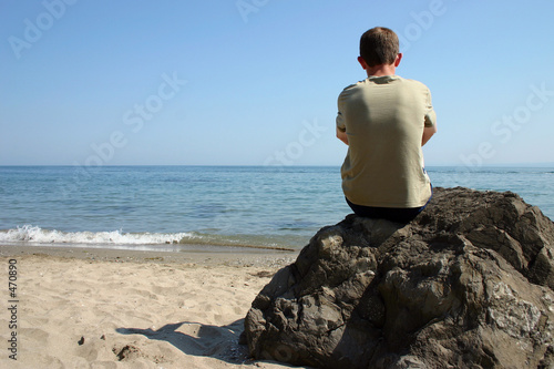 thinking at beach