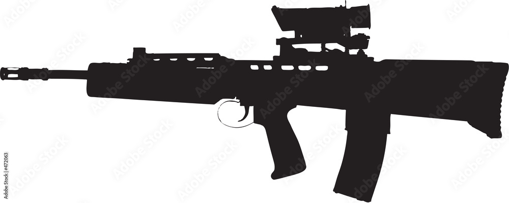 assault rifle illustration with clipping path
