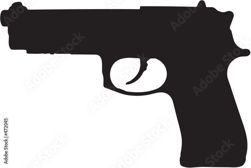 9mm semi-automatic gun clip art with clipping path