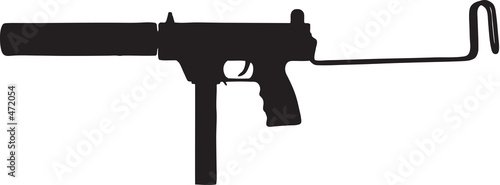 sub machine gun (uzi) clip art with clipping path