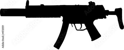 automatic weapon / gun illustration with clipping