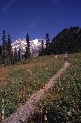 backpacker at mount rainier national park