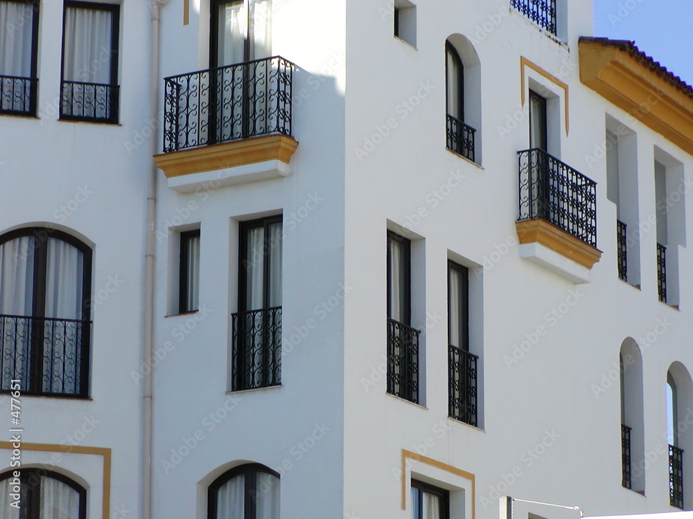 white spanish buildings