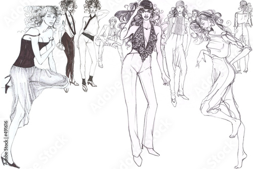 fashionable glamorous models
