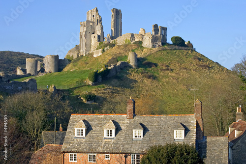 corfe castle, in swanage, dorset, southern england photo