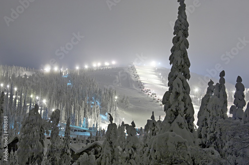 ski resort at the evening