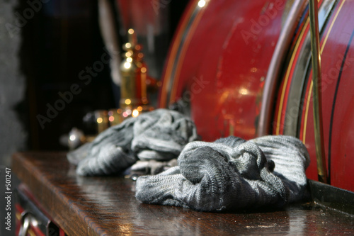 oily cloths left on steam engine