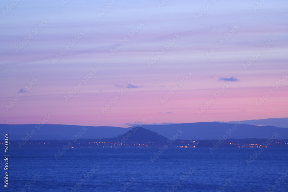 north berwick, scotland at dusk