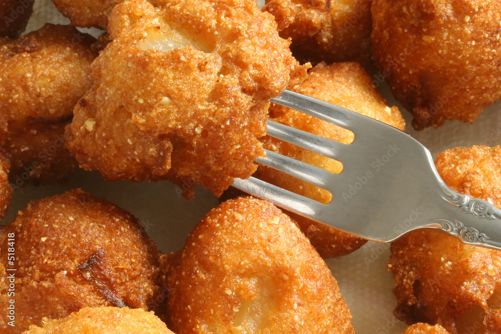 Photography hush puppies with fork