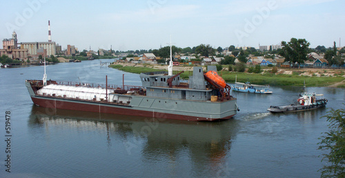 ship in the town, astrakhan, russia