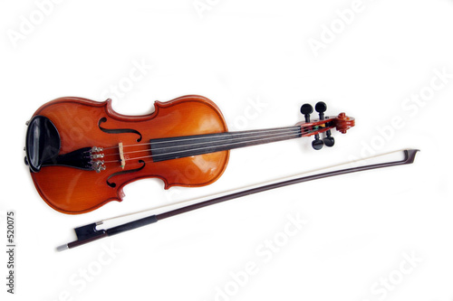 isolated violin and bow.