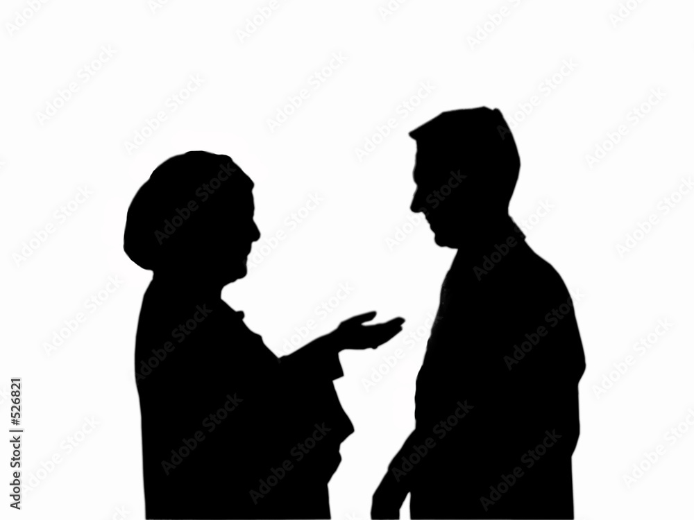 woman and man talking silhouettes