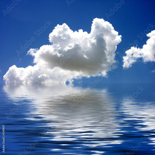 blue sky   clouds reflected in water