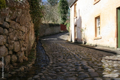 cobbled street, cromarty, scotland photo