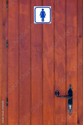 wooden door of ladies toilet
