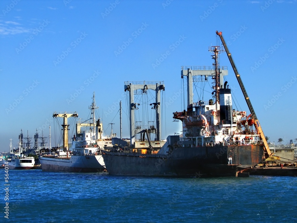 cargo ships docked for loading