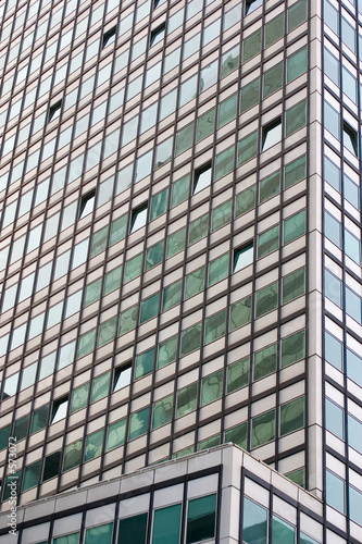 green glass building.