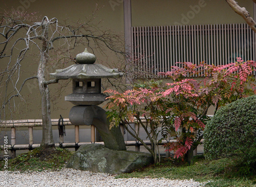 japanese garden with lantern