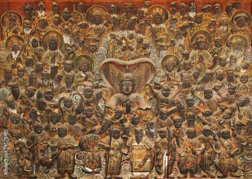 wood relief of 104 deva. mok-a museum, korea