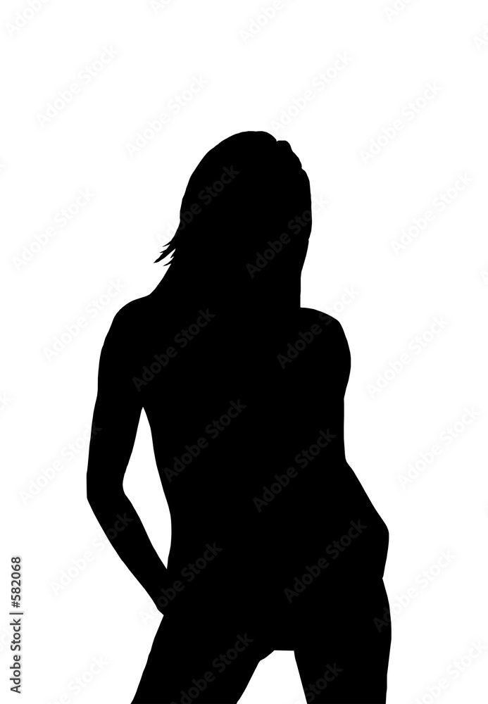 silhouette of young sexy woman
