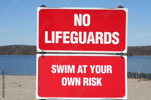 no lifeguards sign