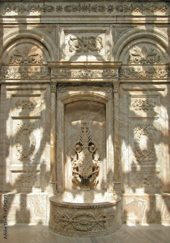 shadows on fountain.  dolmabahce palace, istanbul,