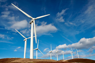 Keuken achterwand Molens Windturbines op groene heuvels  © Rafa Irusta