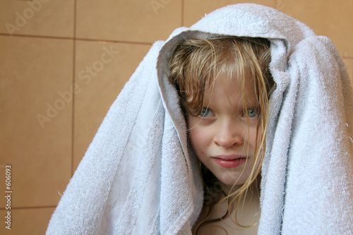 little girl and towel