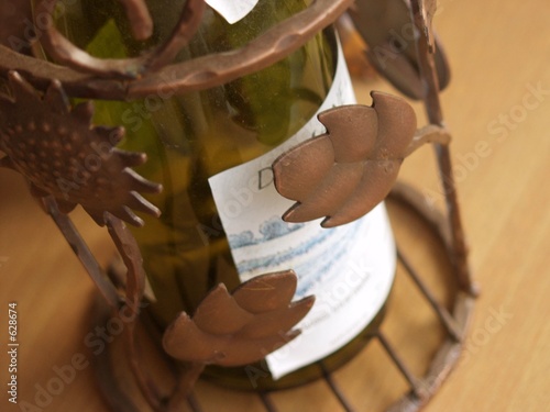 wine bottle in a bottle holder