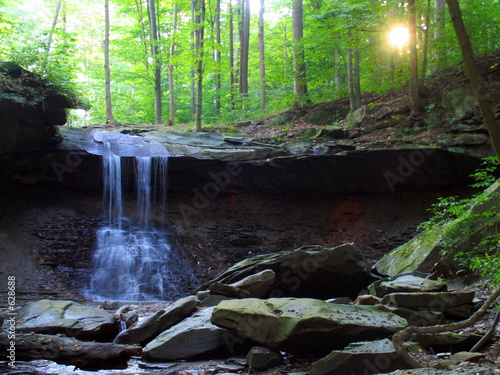 waterfall and sunset