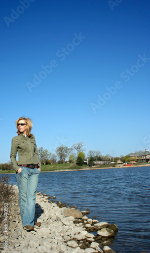 woman and lake