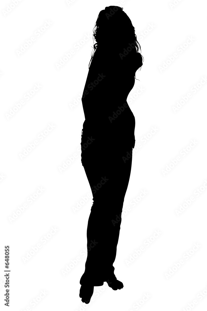 silhouette with clipping path of barefoot woman