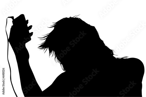 silhouette with clipping path of girl with digital photo