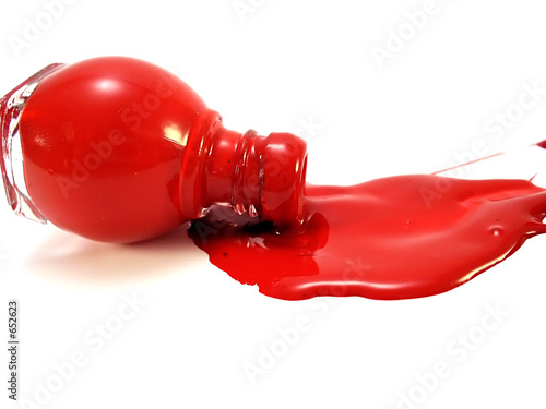 spilled red nail polish