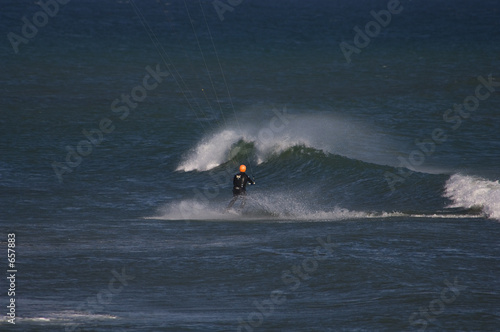 kite sailor rides  waves at punta san carlos