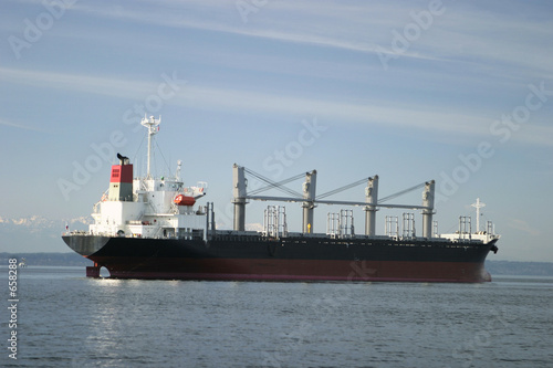 cargo freighter at anchor